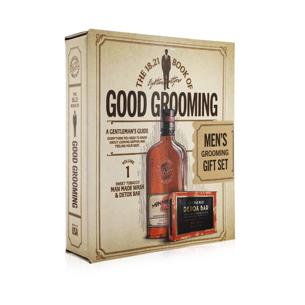 18.21 Man Made Book of Good Grooming Gift Set Volume 1: Sweet Tobacco (Wash 532ml + Detox Bar 198g)  2pcs