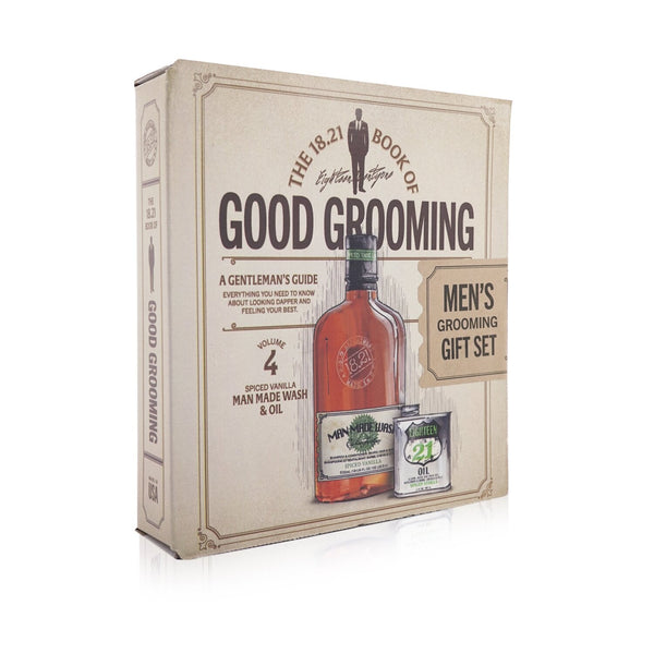 18.21 Man Made Book of Good Grooming Gift Set Volume 4: Spiced Vanilla (Wash 532ml + Oil 60ml)  2pcs