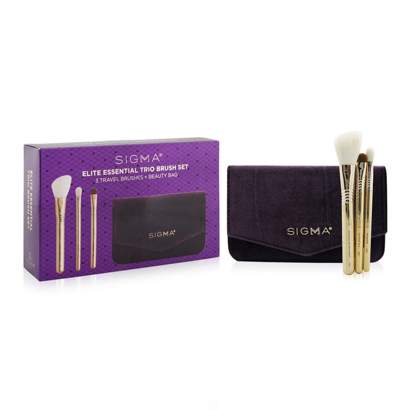 Sigma Beauty Elite Essential Trio Brush Set (3x Travel Bursh + 1x Bag)  3pcs+1Bag