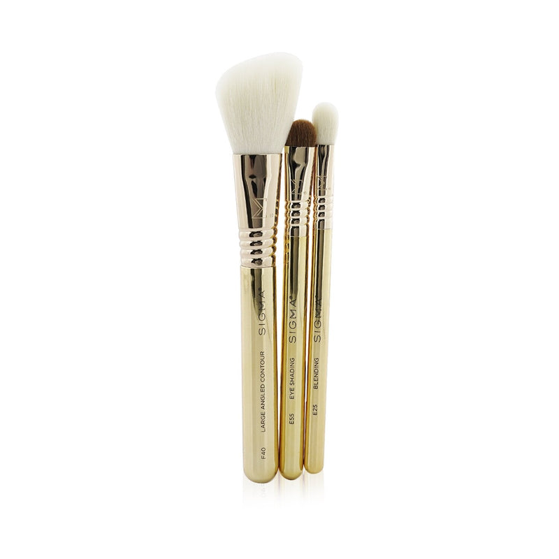 Sigma Beauty Elite Essential Trio Brush Set (3x Travel Bursh + 1x Bag)  3pcs+1Bag