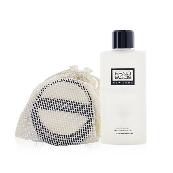 Erno Laszlo Iconic Skin Set: Hydraphel Skin Supplement 360ml+ 10x Reusable Toner Pads+ Bag  11pcs+1bag
