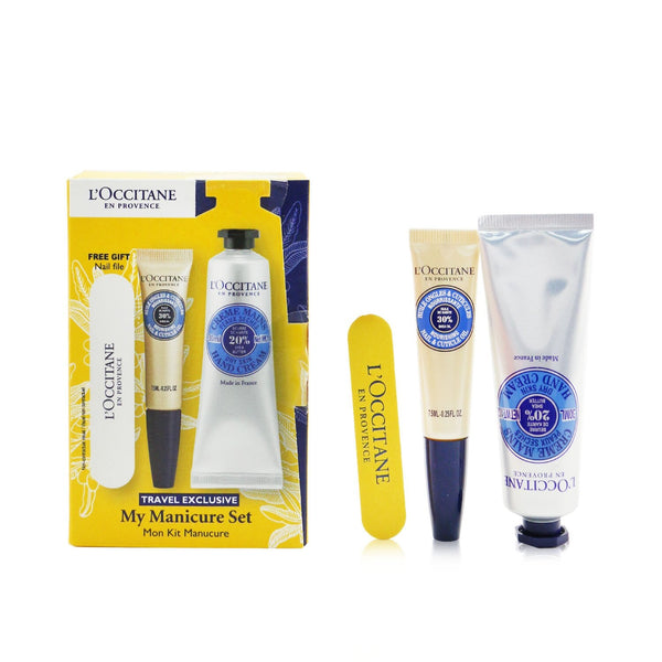 L'Occitane My Manicure Set: Shea Butter Hand Cream 30ml + Shea Butter Nail & Cuticle Nourishing Oil 7.5ml + Nail File  3pcs