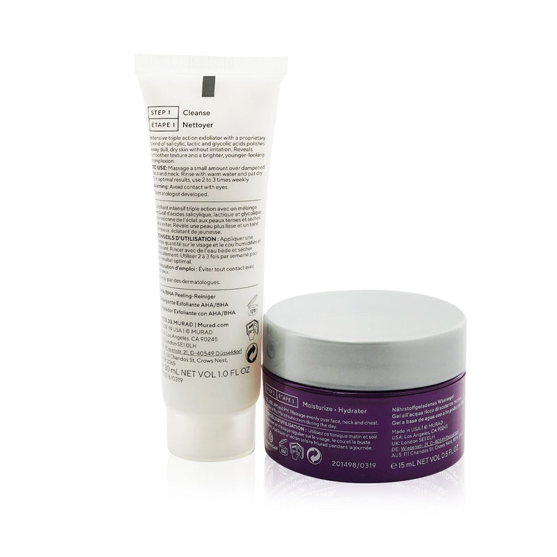 Murad You Dew You Set: Nutrient-Charged Water Gel 15ml + AHA/BHA Exfoliating Cleanser 30ml  2pcs
