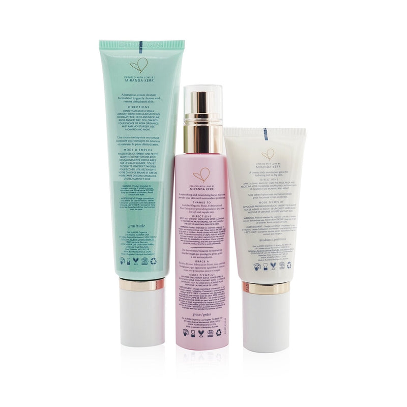 Kora Organics 3 Step System - Dry Skin: Cream Cleanser 100ml + Balancing Rose Mist 100ml + Hydrating Moisturizer 50ml (Box Slightly Damaged)  3pcs