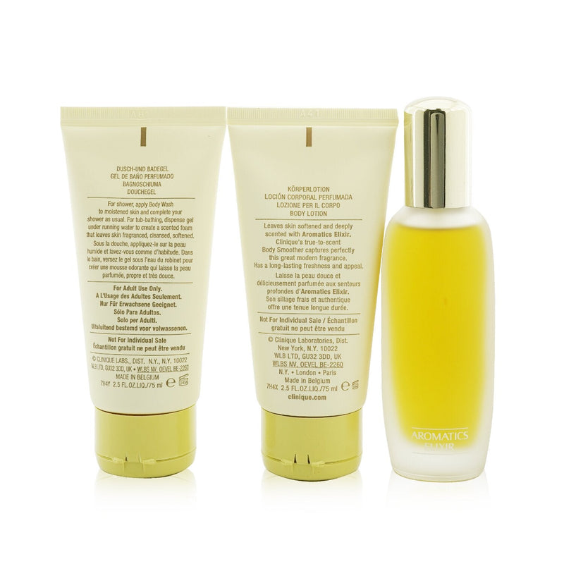 Clinique Aromatics Elixir Essentials Coffret: Parfum Spray 45ml/1.5oz + Body Smoother 75ml/2.5oz + Body Wash 75ml/2.5oz  3pcs