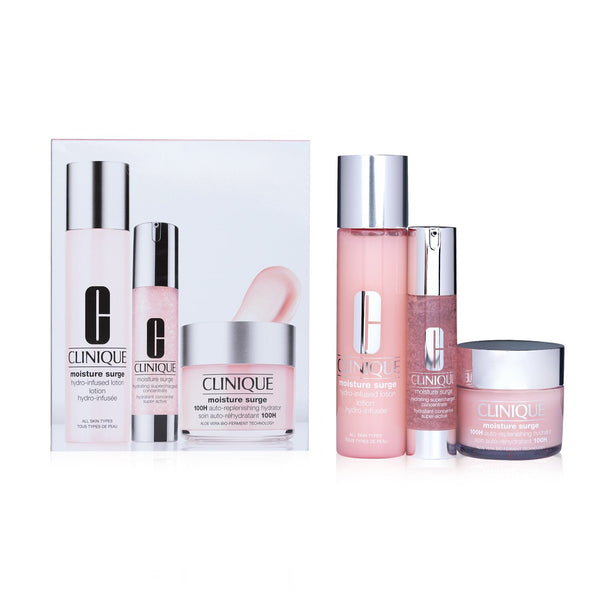 Clinique Moisture Surge Dewy For Days Set: 100H Hydrator 125ml+ Hydrating Supercharged Concentrate 48ml+ Hydro-Infused Lotion 200ml  3pcs