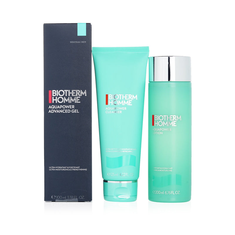 Biotherm Homme Aquapower Power Of 3 Set : Cleanser + Toning Lotion 200ml + Advanced Gel 100ml  3pcs+1bag
