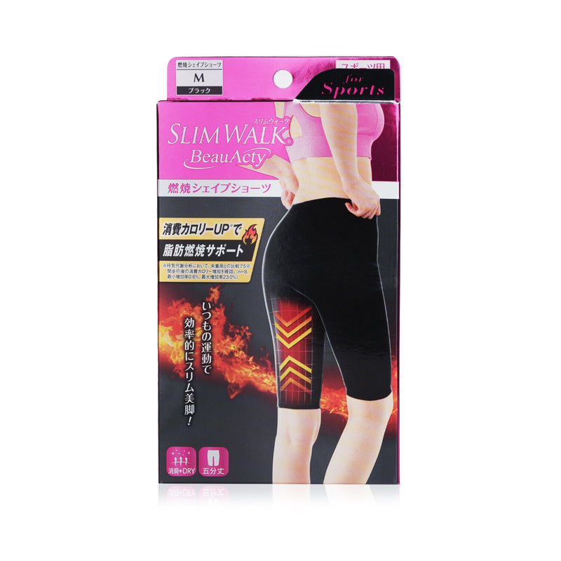 SlimWalk Compression Fat-Burning Support Shape Shorts for Sports - #Blacks (Size: M)  1pair