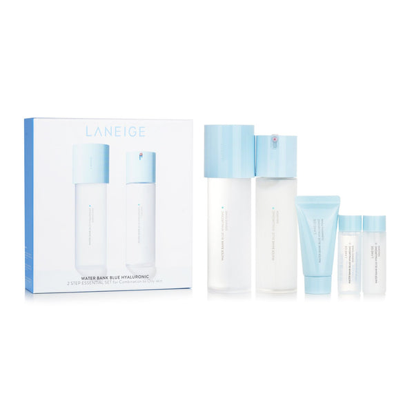 Laneige Water Bank Blue Hyaluronic 2 Step Essential Set (For Combination to Oily Skin)  5pcs