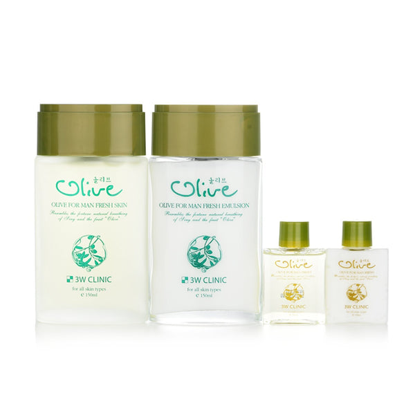 3W Clinic Olive For Man Set: 2x Fresh Skin, 2x Fresh Emulsion (Exp. Date 3/2023)  4pcs