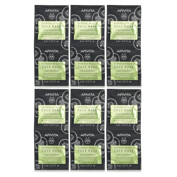 Apivita Express Beauty Face Mask with Cucumber (Intensive Moisturization) - Unboxed  6x(2x8ml)