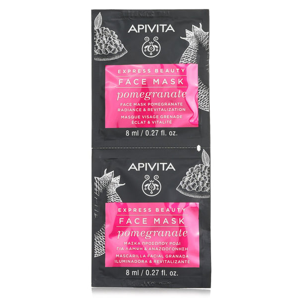 Apivita Express Beauty Face Mask with Pomegranate (Radiance & Revitalization) - Unboxed  6x(2x8ml)