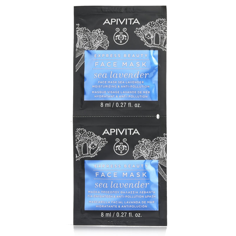 Apivita Express Beauty Face Mask with Sea Lavender (Moisturizing & Anti-Pollution) - Unboxed  6x(2x8ml)