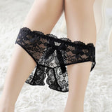 My Outfitssss Seductive sheer women's opening panties - # Black Medium  1 pc
