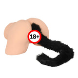 SM VIP Furry Fox Long Tail Butt Plug - # Black  1pc