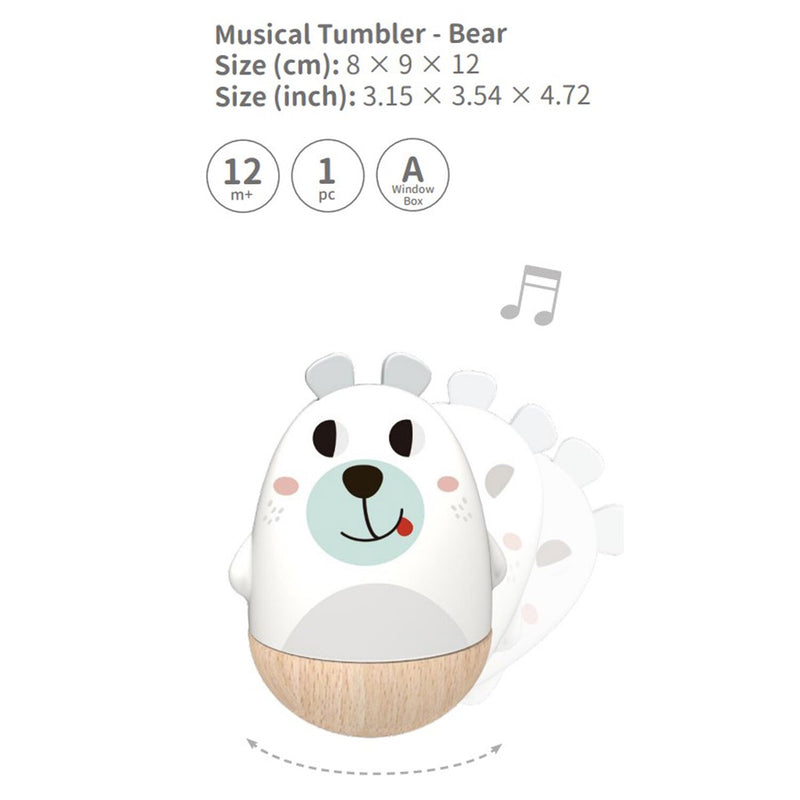 Tooky Toy Co Musical Tumbler - Bear  8x9x12cm