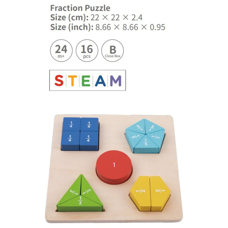 Tooky Toy Co Fraction Puzzle  22x22x3cm