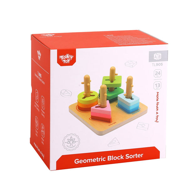 Tooky Toy Co Geometric Block Sorter  18x18x12cm