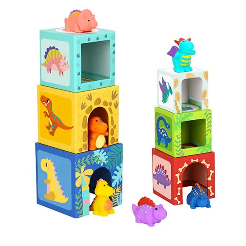 Tooky Toy Co Nesting Boxes - Dinosaur  13x13x13cm