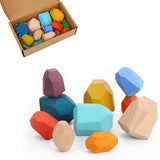 Tooky Toy Co Wooden Stacking Stones - 16 pcs  18x14x5cm