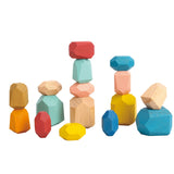 Tooky Toy Co Wooden Stacking Stones - 16 pcs  18x14x5cm