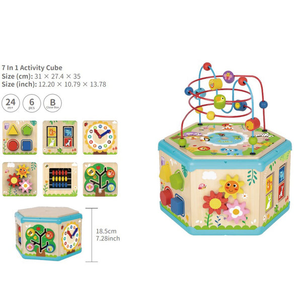 Tooky Toy Co 7 In 1 Activity Cube  31x28x35cm