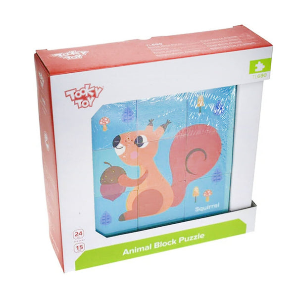 Tooky Toy Co Animal Block Puzzle  14x14x5cm