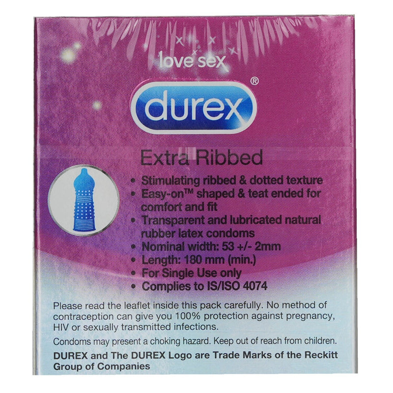 Durex Extra Ribbed Condoms 10pcs  10pcs/box