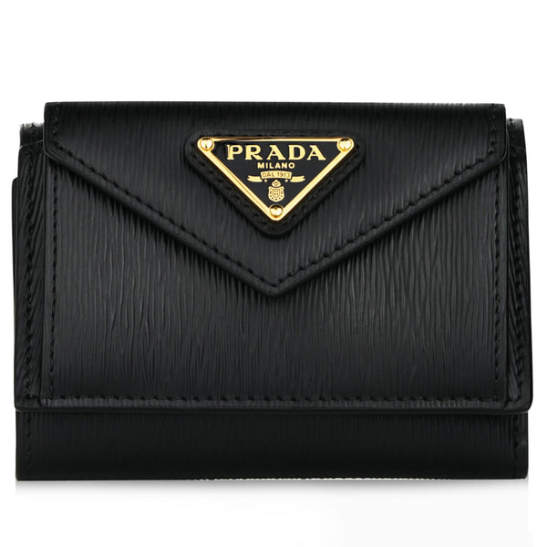 Prada 1MH021 unisex leather embossed tri-fold wallet  Fixed Size