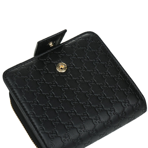 Gucci 449395 Micro GG Guccissima Leather Small Bifold Wallet Black  Fixed Size