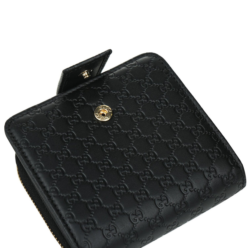 Gucci 449395 Micro GG Guccissima Leather Small Bifold Wallet Black  Fixed Size