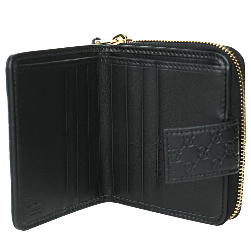 Gucci 449395 Micro GG Guccissima Leather Small Bifold Wallet Black  Fixed Size