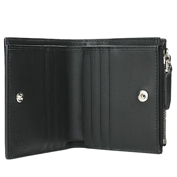 Gucci 544475 Micro GG Guccissima Leather Small Bifold Wallet Black  Fixed Size