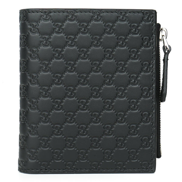 Gucci 544475 Micro GG Guccissima Leather Small Bifold Wallet Black  Fixed Size