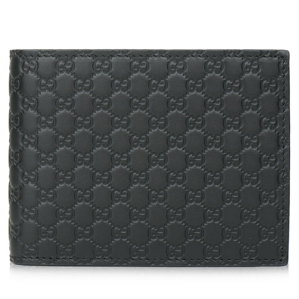 Gucci 217044 Men's Leather Micro GG Guccissima Trifold Wallet  Fixed Size