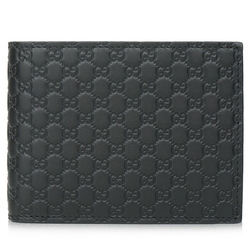 Gucci 217044 Men's Leather Micro GG Guccissima Trifold Wallet  Fixed Size
