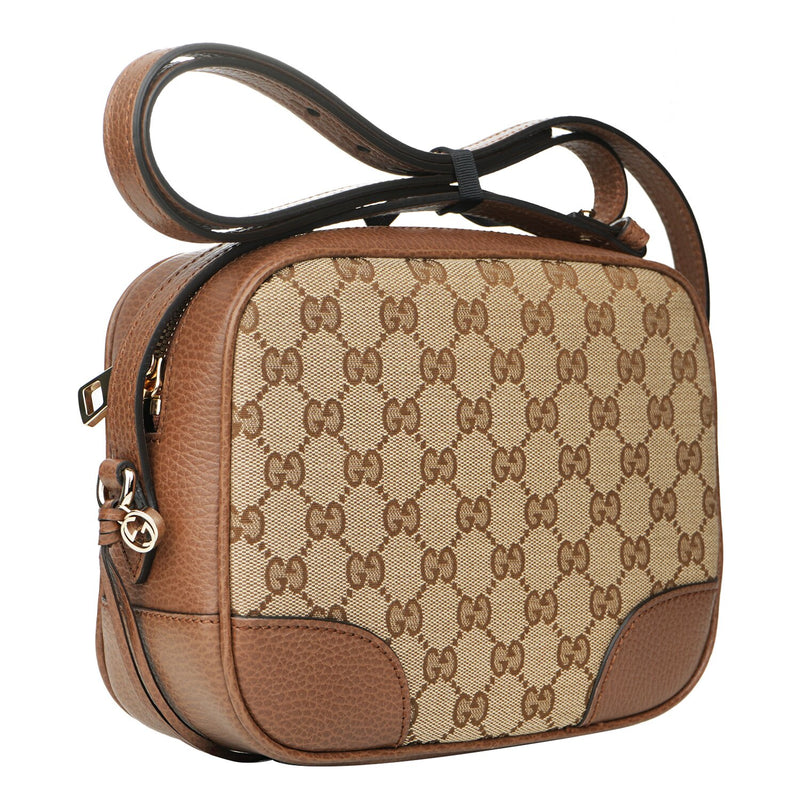 Gucci 449413 Canvas Leather GG BREE Crossbody Camera Bag  Fixed Size