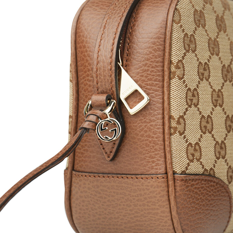 Gucci 449413 Canvas Leather GG BREE Crossbody Camera Bag  Fixed Size