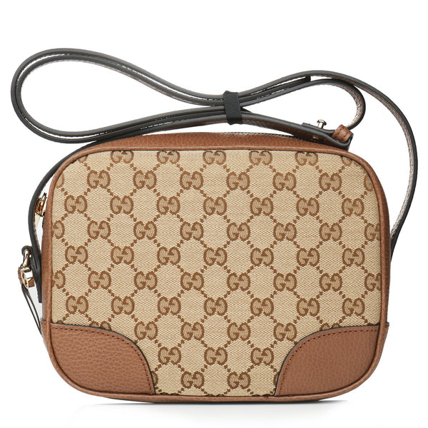 Gucci 449413 Canvas Leather GG BREE Crossbody Camera Bag  Fixed Size