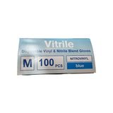 KQ KQ - Vitrile Disposable Vinyl & Nitrile Blend Gloves -blue (M)  M