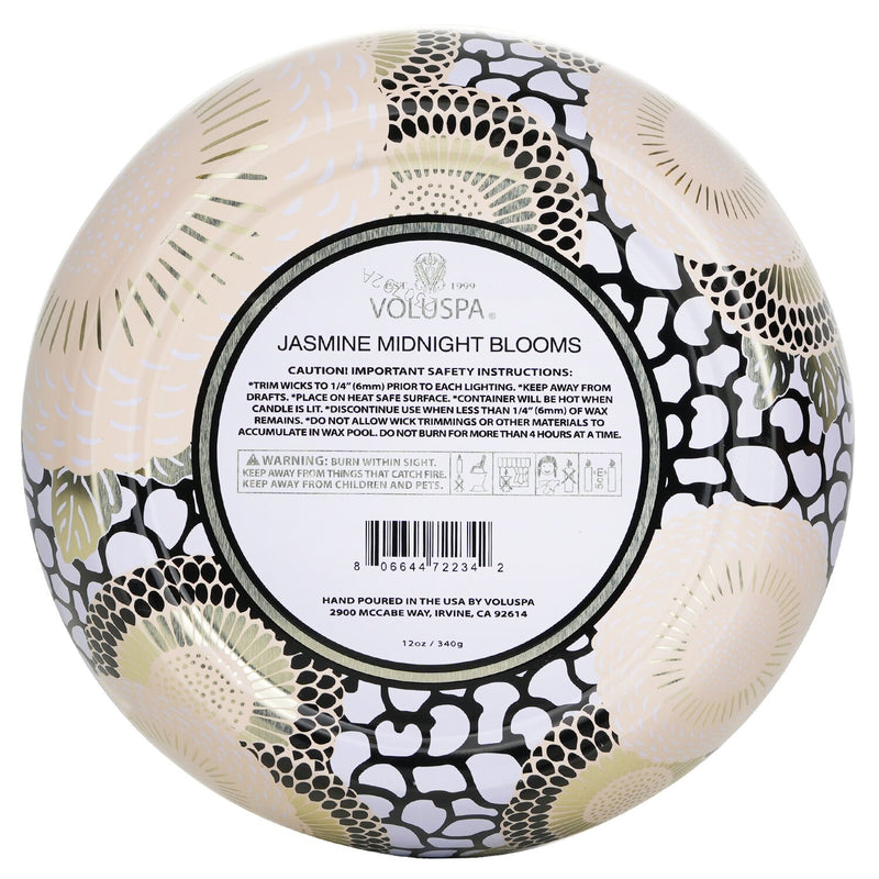 Voluspa 3 Wick Decorative Tin Candle - Jasmine Midnight Blooms  340g/12oz