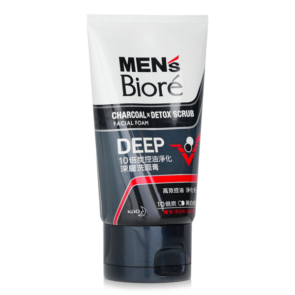 Biore Men's Charcoal x Detox Scrub Facial Foam Deep (with Iron Oxides)  100g