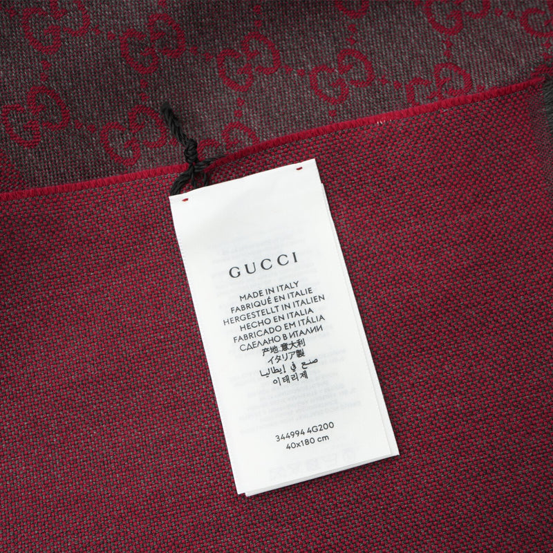 Gucci HALF GG LOGO WOOL SCARF  344994  Fixed Size