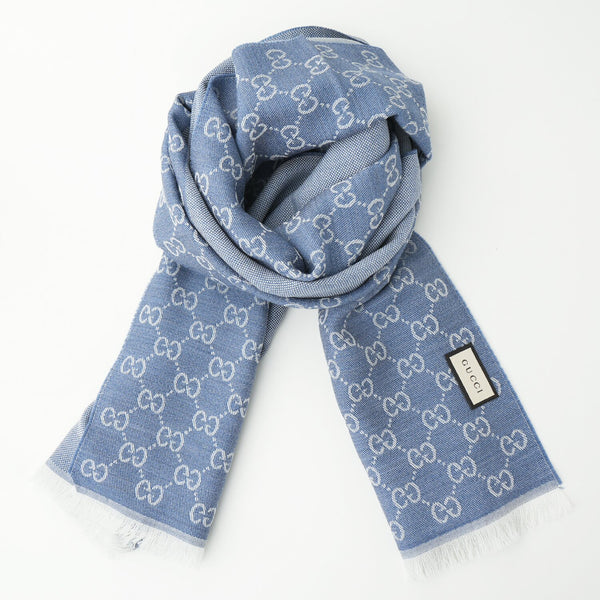 Gucci HALF GG LOGO WOOL SCARF 344994  Fixed Size