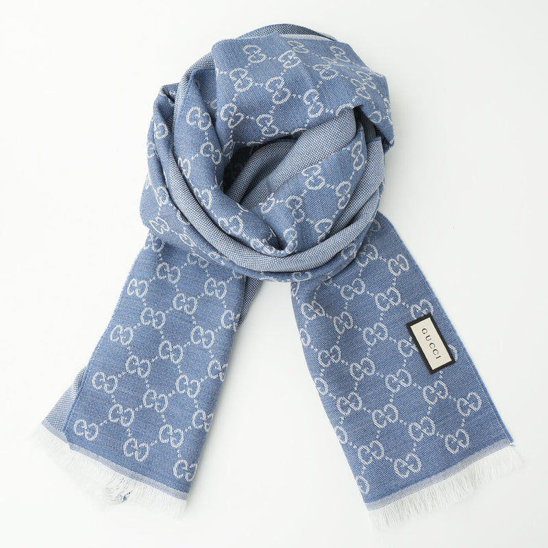Gucci HALF GG LOGO WOOL SCARF 344994  Fixed Size
