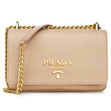Prada Prada Plain Leather Logo Handbag 1BD144  Nude