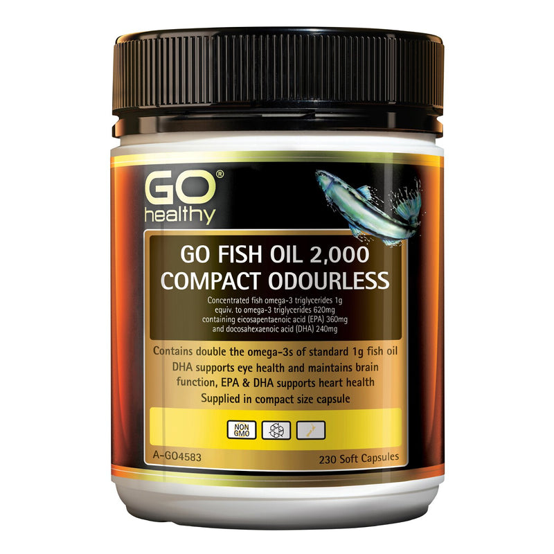 Go Healthy [Authorized Sales Agent] GO Fish Oil 2,000 Compact Odourless - 230 Softgel Caps  230pcs/box