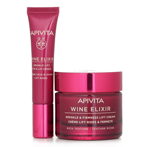 Apivita Wine Elixir Wrinkle Reduction & Firmness (Rich Texture) Gift Set: Rich Cream 50ml+ Eye & Lip Cream 15ml (Exp. Date: 01/2024)  2 pcs