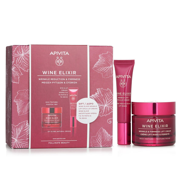 Apivita Wine Elixir Wrinkle Reduction & Firmness (Rich Texture) Gift Set: Rich Cream 50ml+ Eye & Lip Cream 15ml (Exp. Date: 01/2024)  2 pcs