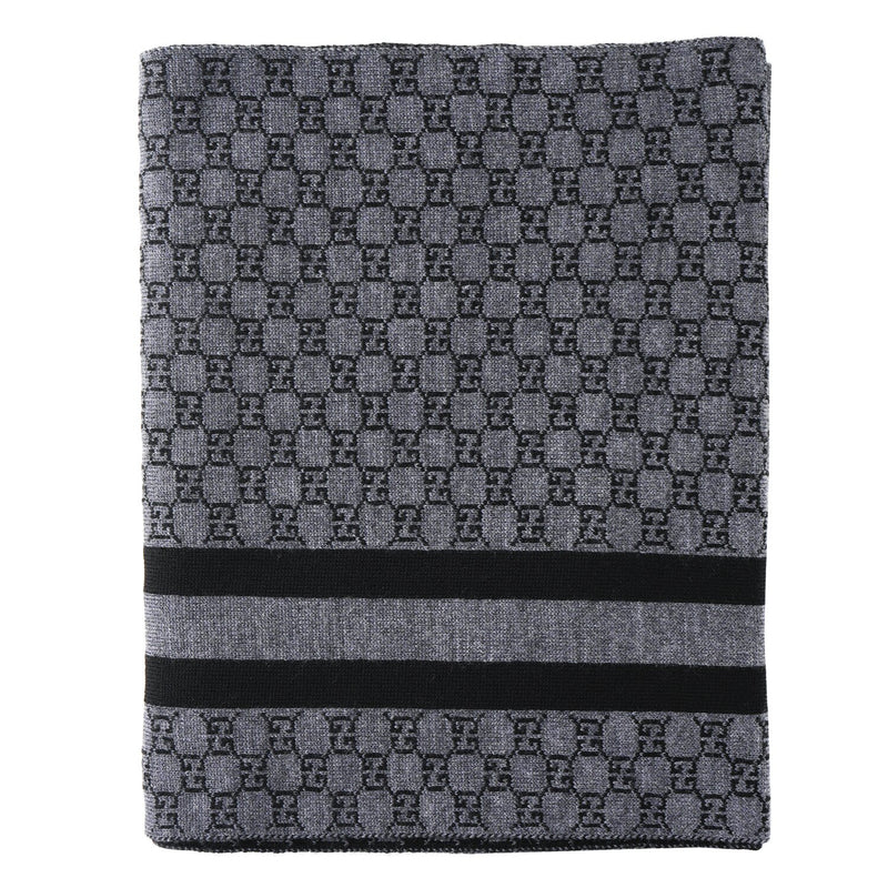 Gucci Wool Web Stripe GG Guccissima Scarf 438253  Black